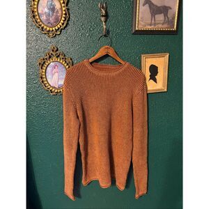 32 Bar Blues Orange Rustic Knit Sweater Sz Medium